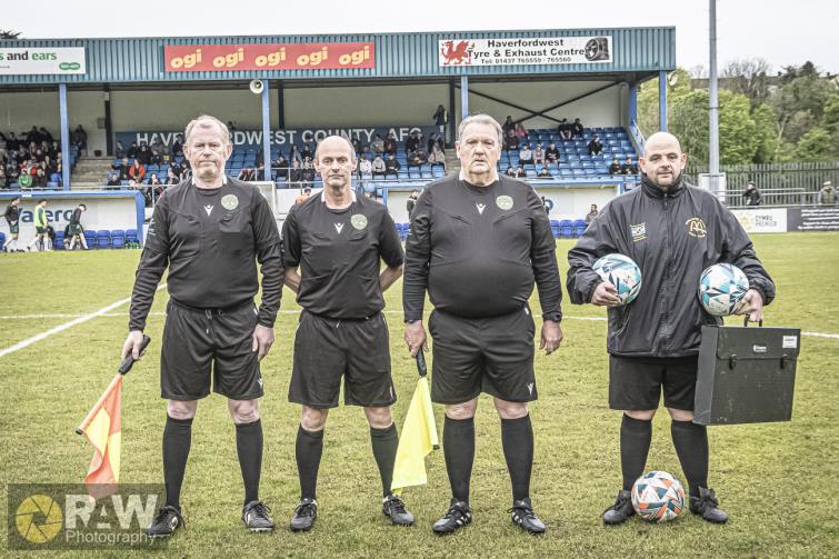 Match officials - Barry Evans, Alan Boswell, Chris Stapleton and Richard Gwyther.